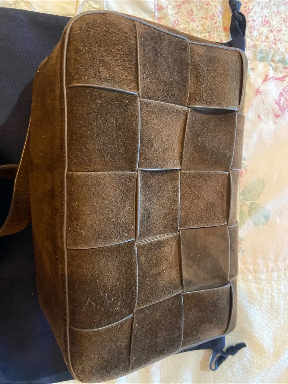 J. McLaughlin Chocolate Brown Woven Suede Messenger